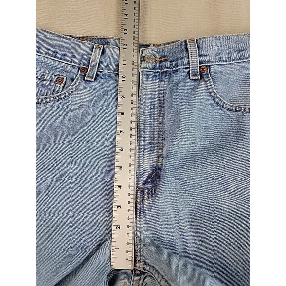 Vintage Levis 505 Jeans Mens 35x36 Straight Mid Rise Distressed Light Blue 90s - Picture 9 of 15